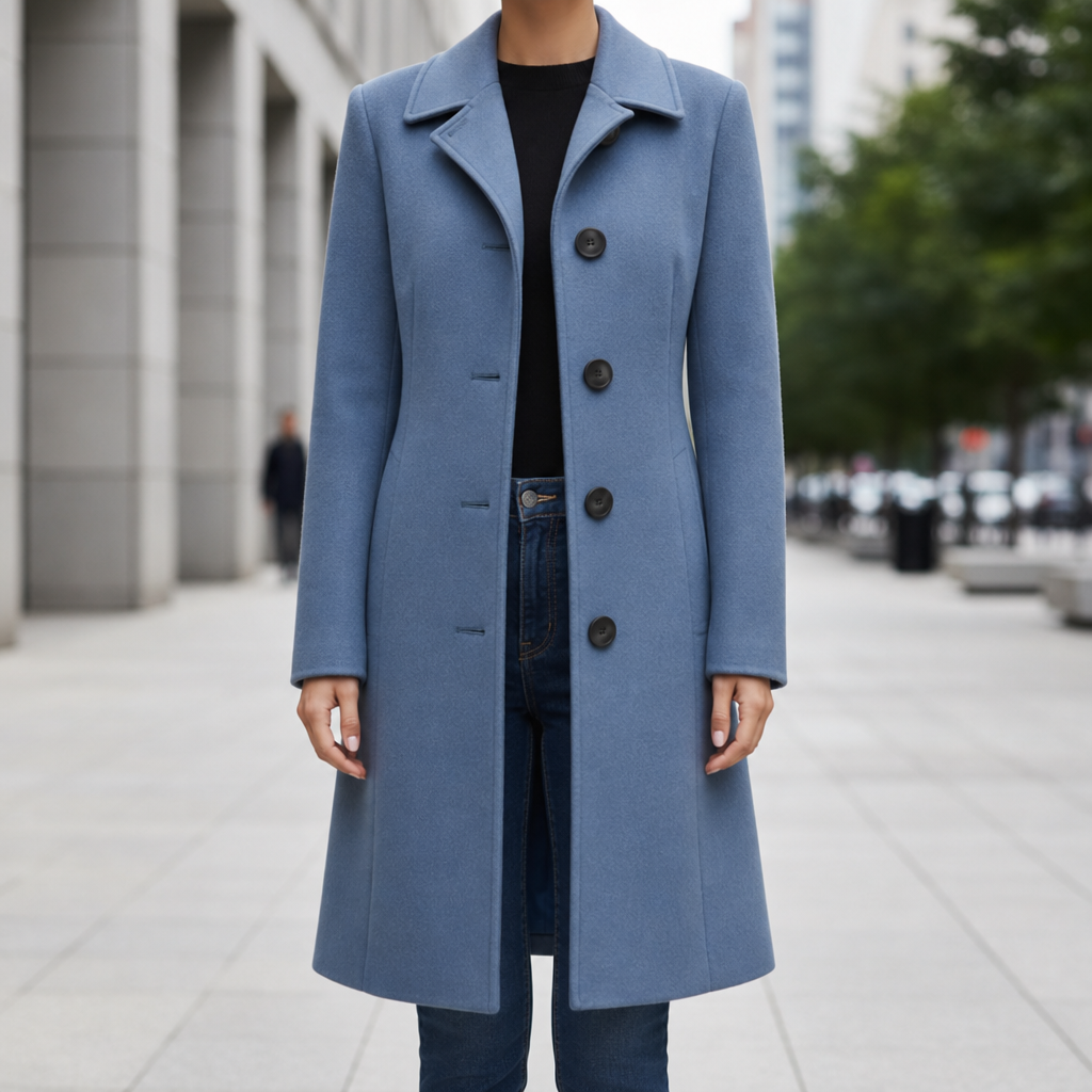 Anzio Structured Wool Coat in Light Blue