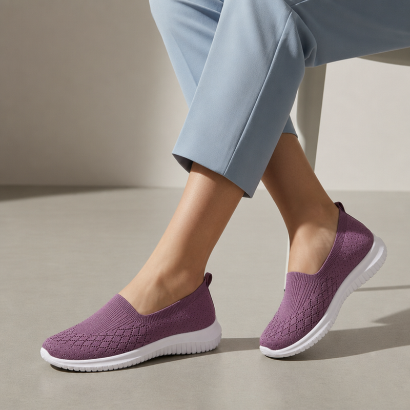 Villefranche Knit Mesh Slip-On Sneakers in Purple
