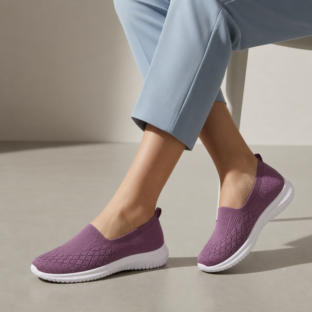 Villefranche Knit Mesh Slip-On Sneakers in Purple