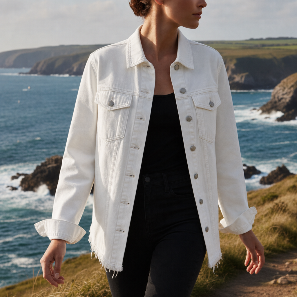 Porquerolles Oversized Denim Jacket in White