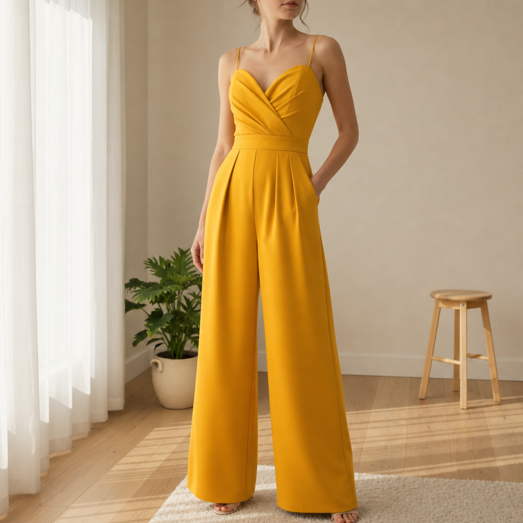 Ithaca Sweetheart Wide Leg Jumpsuit in Yellow