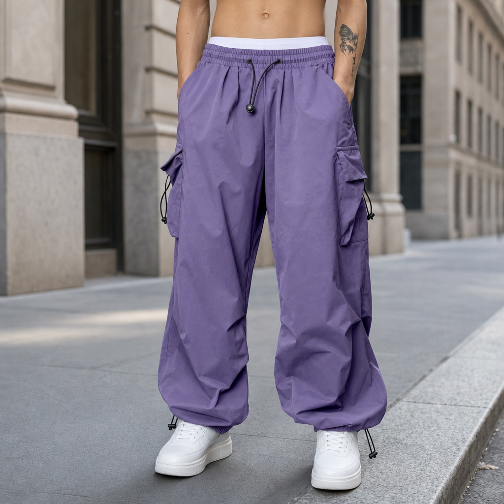 Porec Wide Leg Cargo Pants in Purple