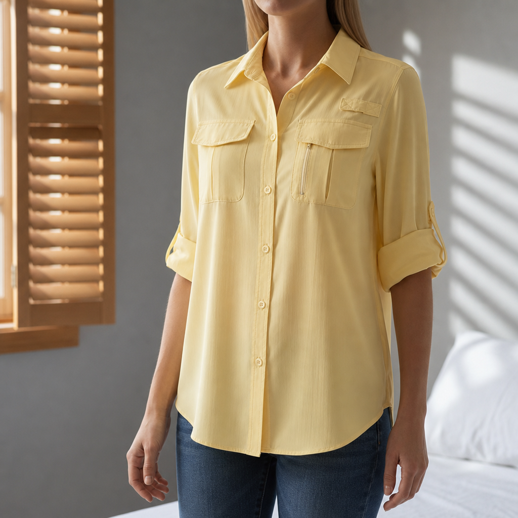 Ajaccio Roll-Sleeve Outdoor Shirt in Yellow