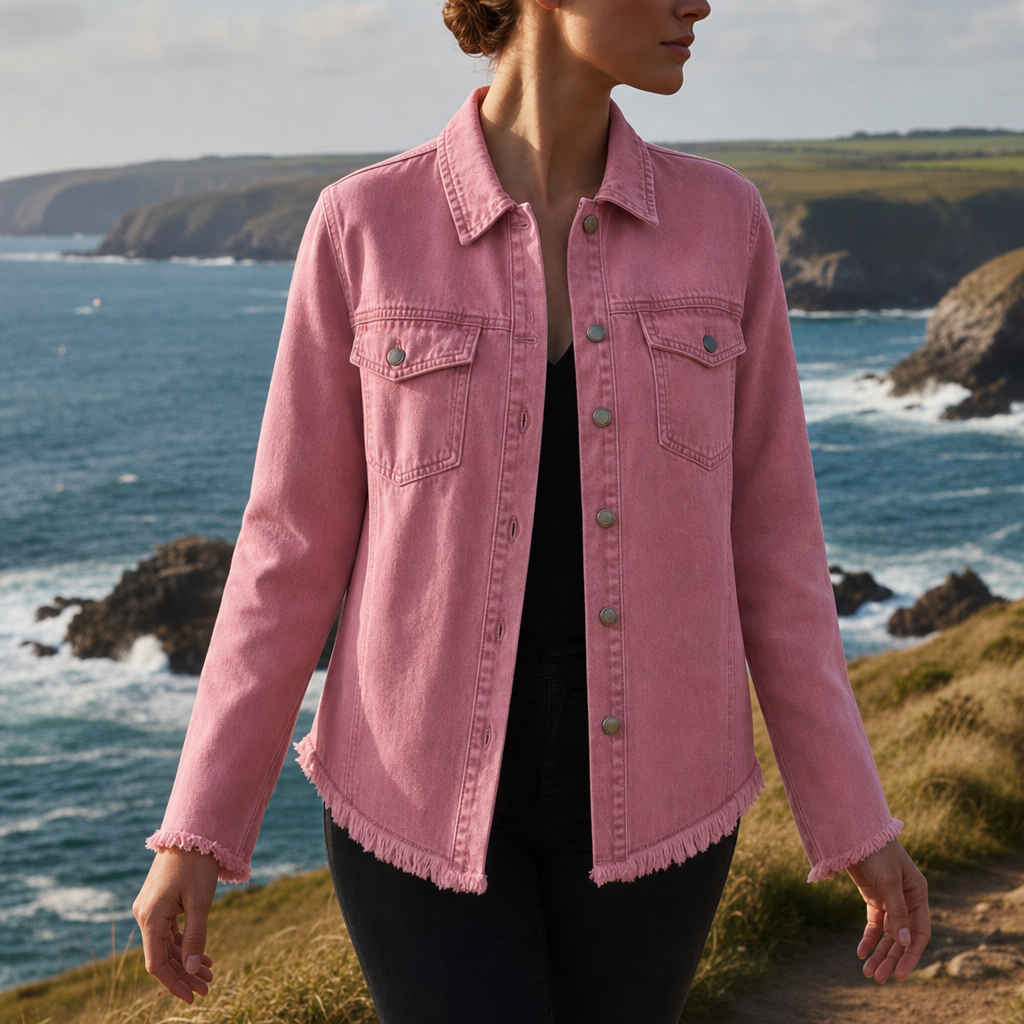 Porquerolles Oversized Denim Jacket in Pink
