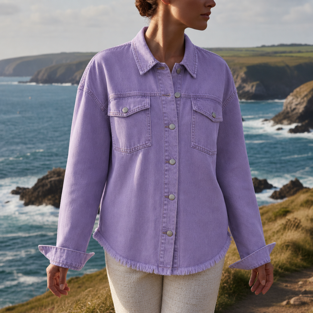 Porquerolles Oversized Denim Jacket in Lilac