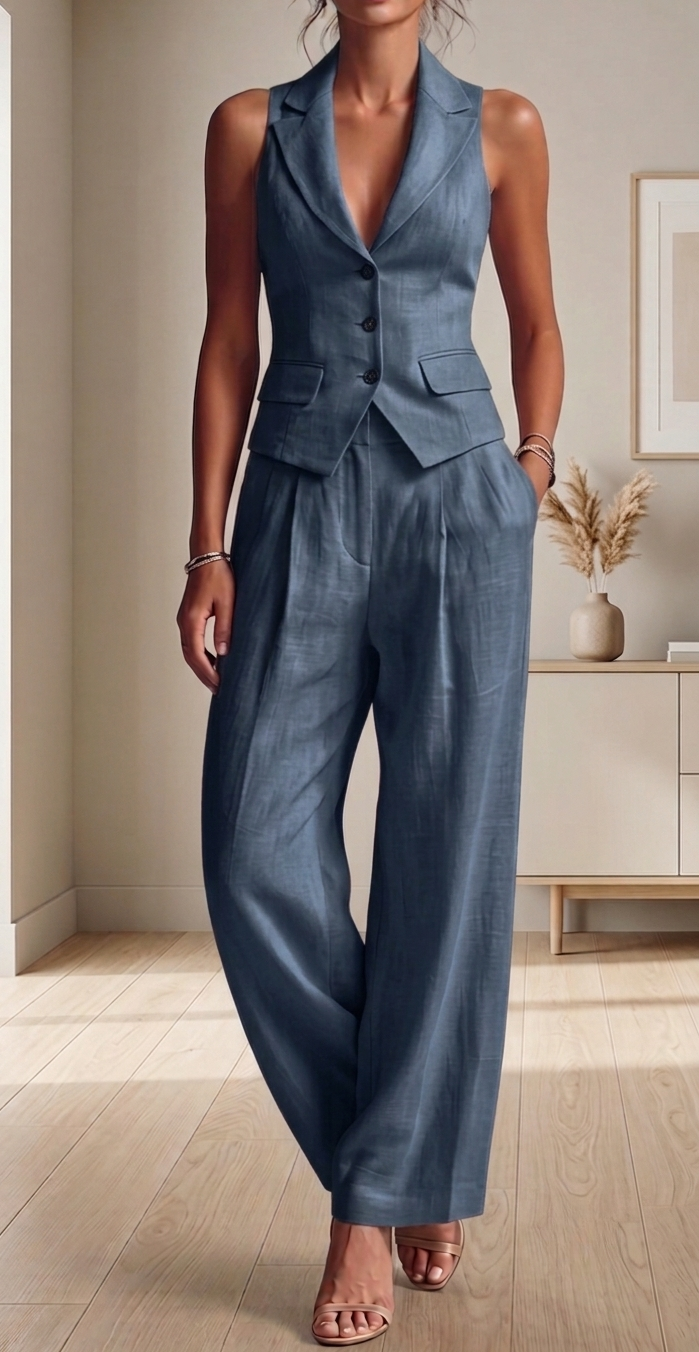 Sorrento Linen Waistcoat Trouser Set