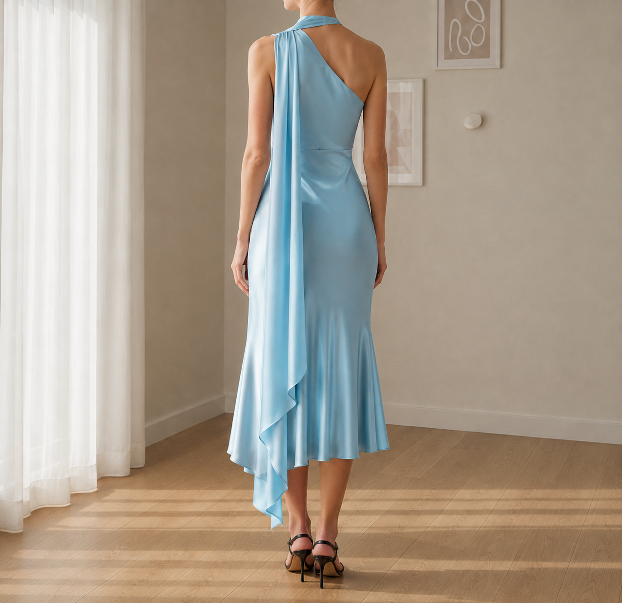 Gythio Satin Mermaid Midi Dress