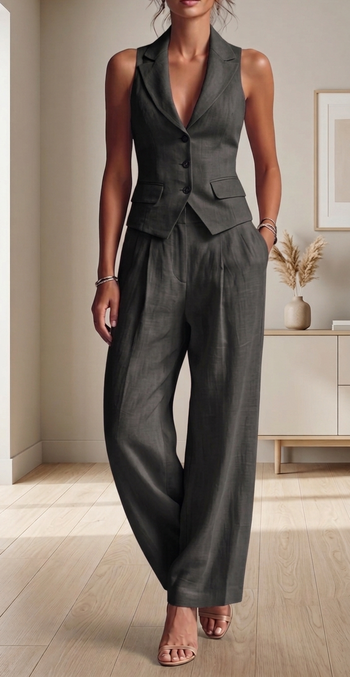 Sorrento Linen Waistcoat Trouser Set