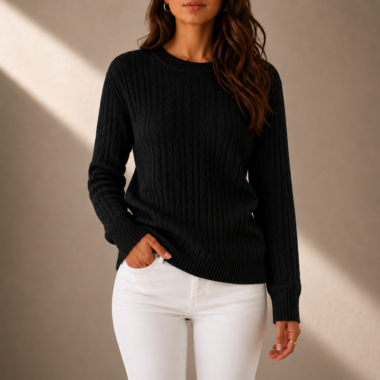 Ston Cable Knit Crewneck Sweater