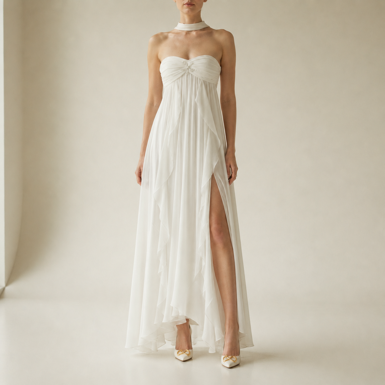 Tavira Chiffon Boho Maxi Dress