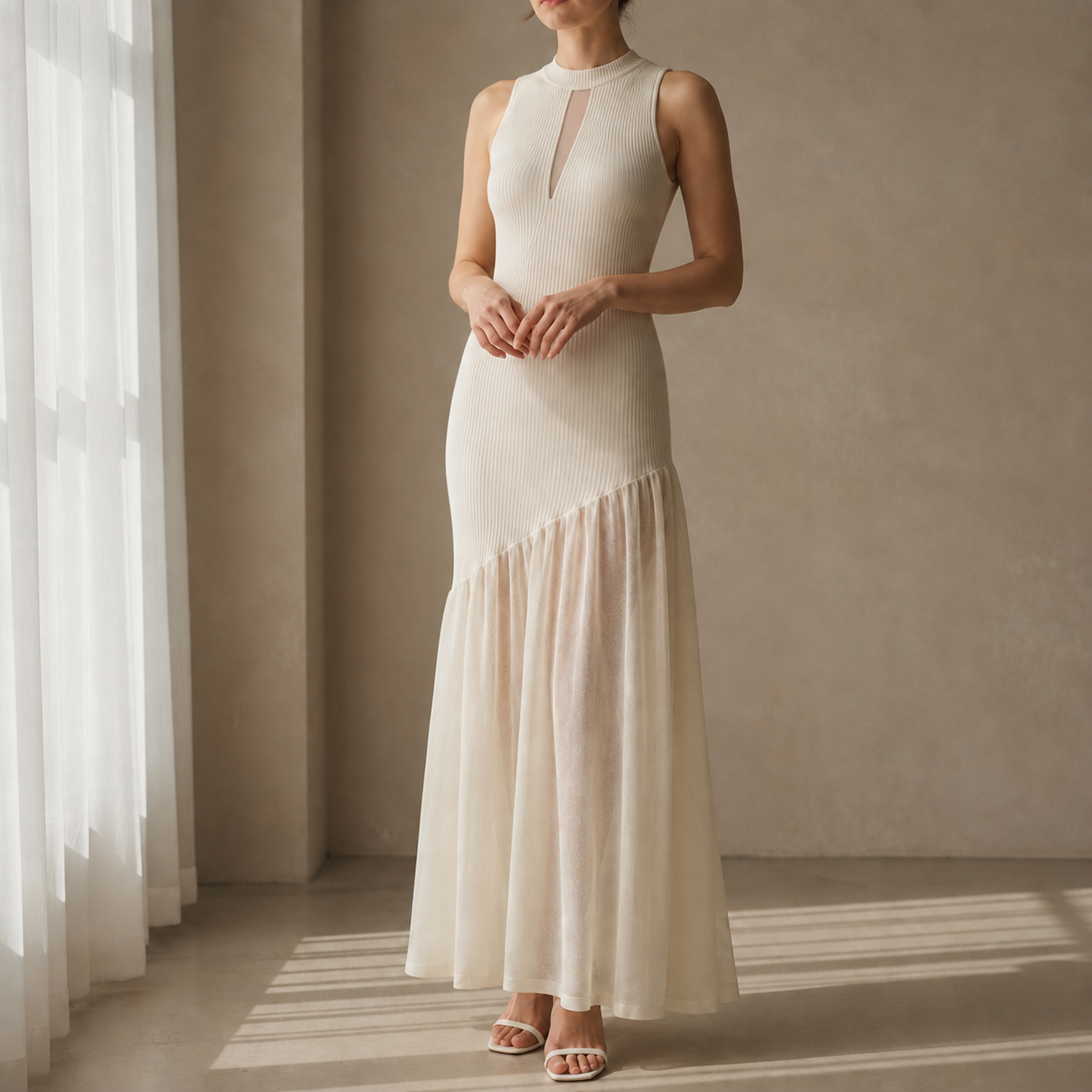 Coimbra Ribbed Mesh Mermaid Dress