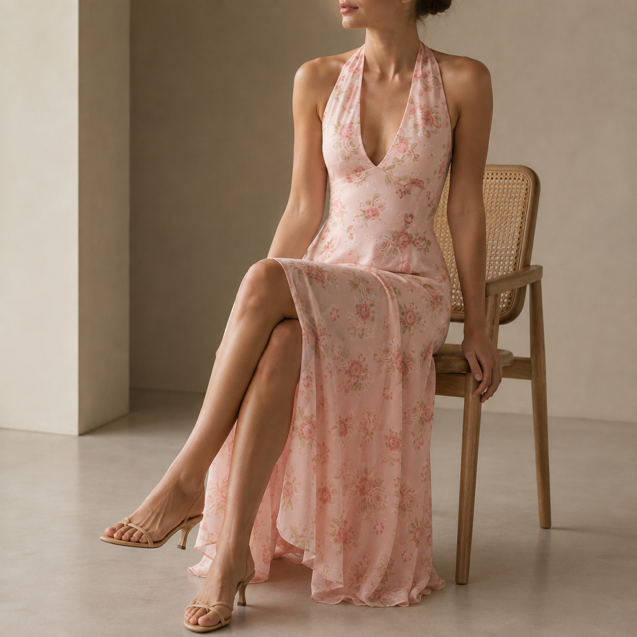 Collioure Floral Halter Midi Dress