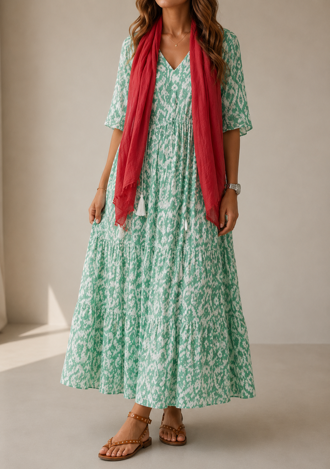 Menton Boho V-Neck Maxi Dress