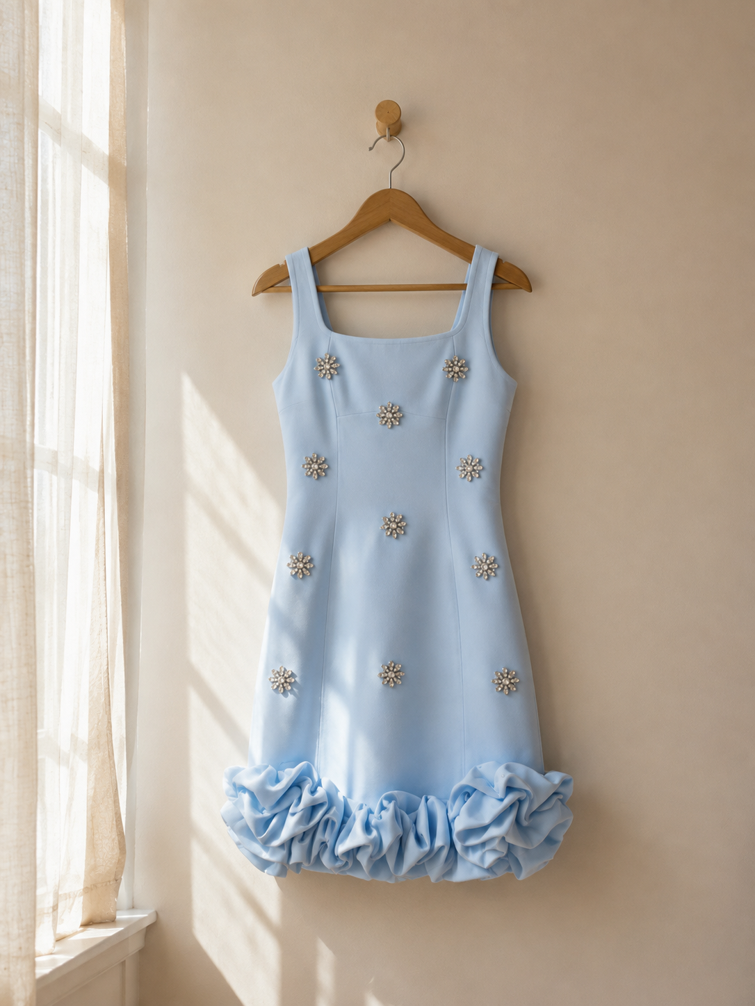 Madina Crystal Ruffle Mini Dress
