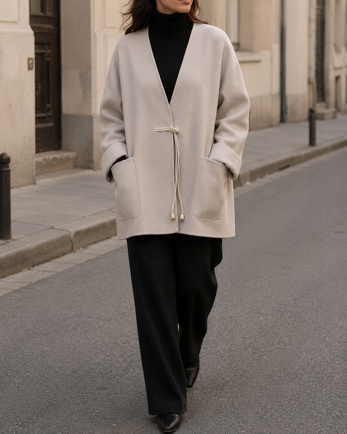 Valletta Belted Wool Cape Coat