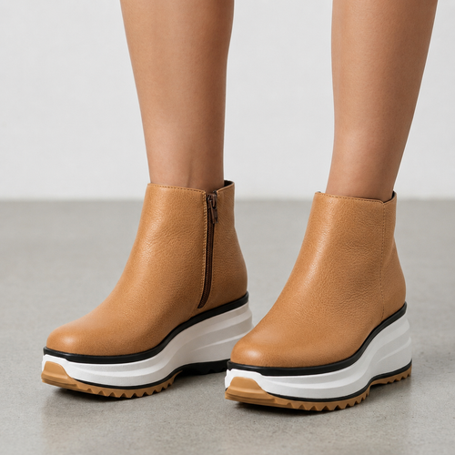 Antequera Leather Platform Ankle Boots