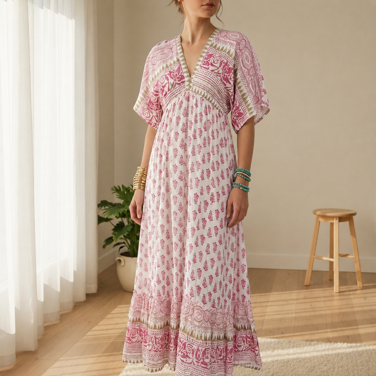 Zakynthos Boho Print Maxi Dress