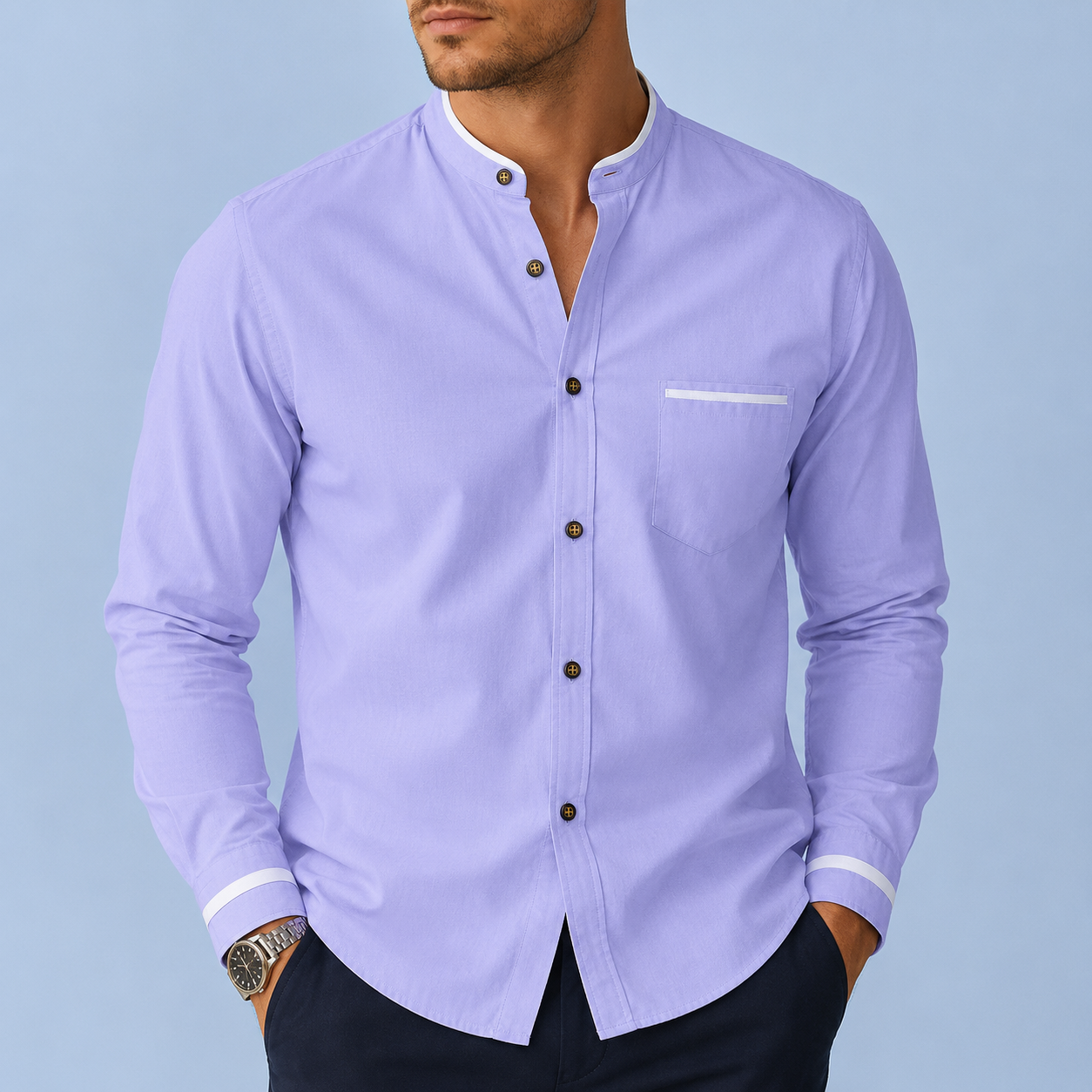 Ios Grandad Collar Dress Shirt