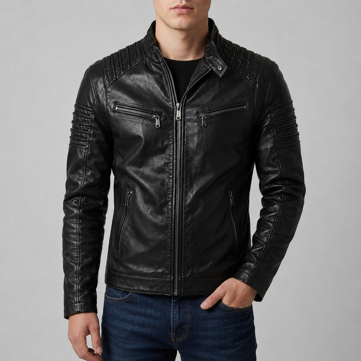Altea Ribbed Faux Leather Jacket