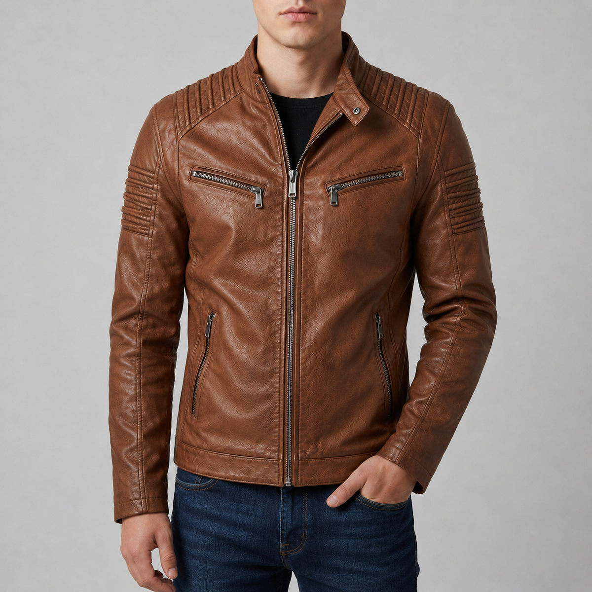 Altea Ribbed Faux Leather Jacket