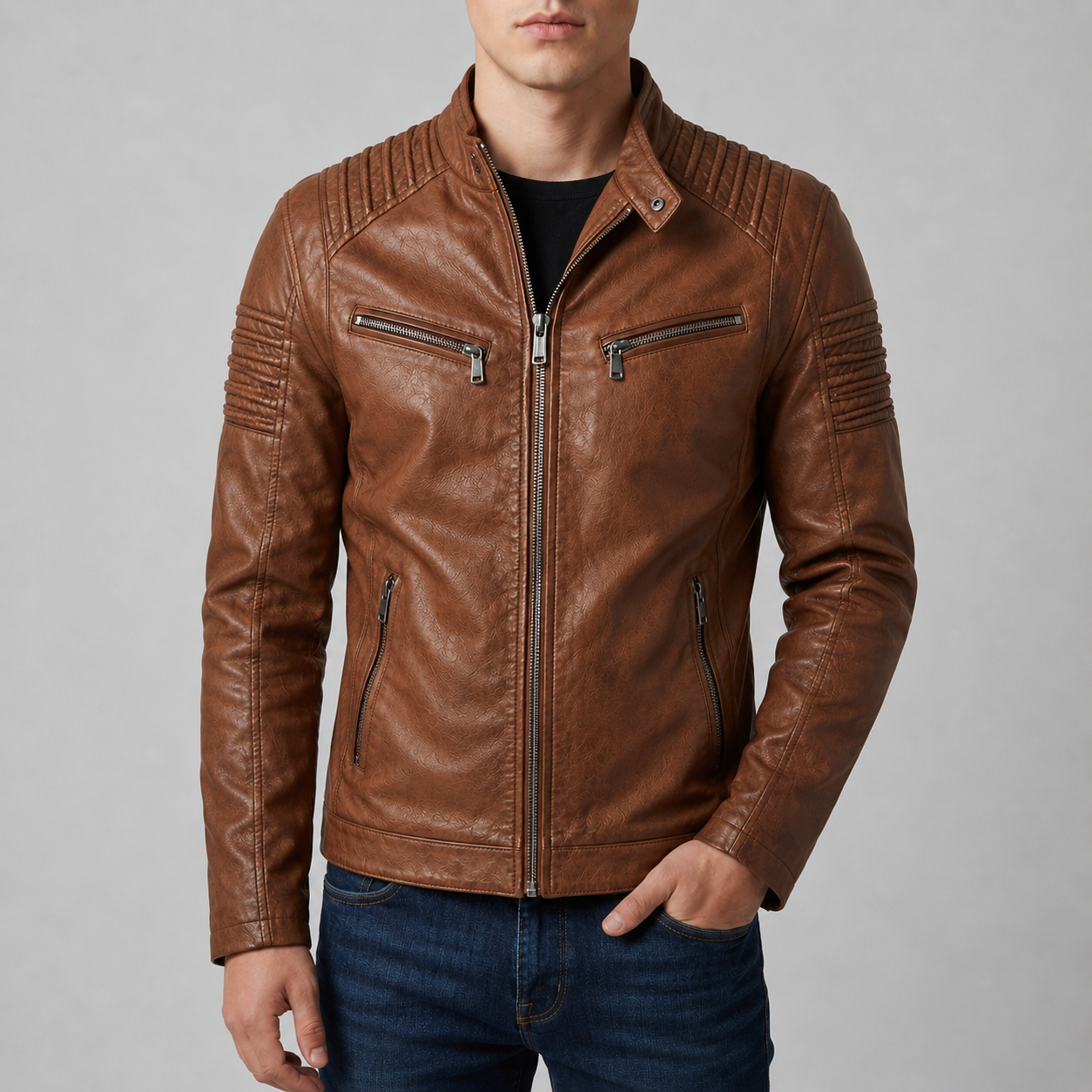 Altea Ribbed Faux Leather Jacket