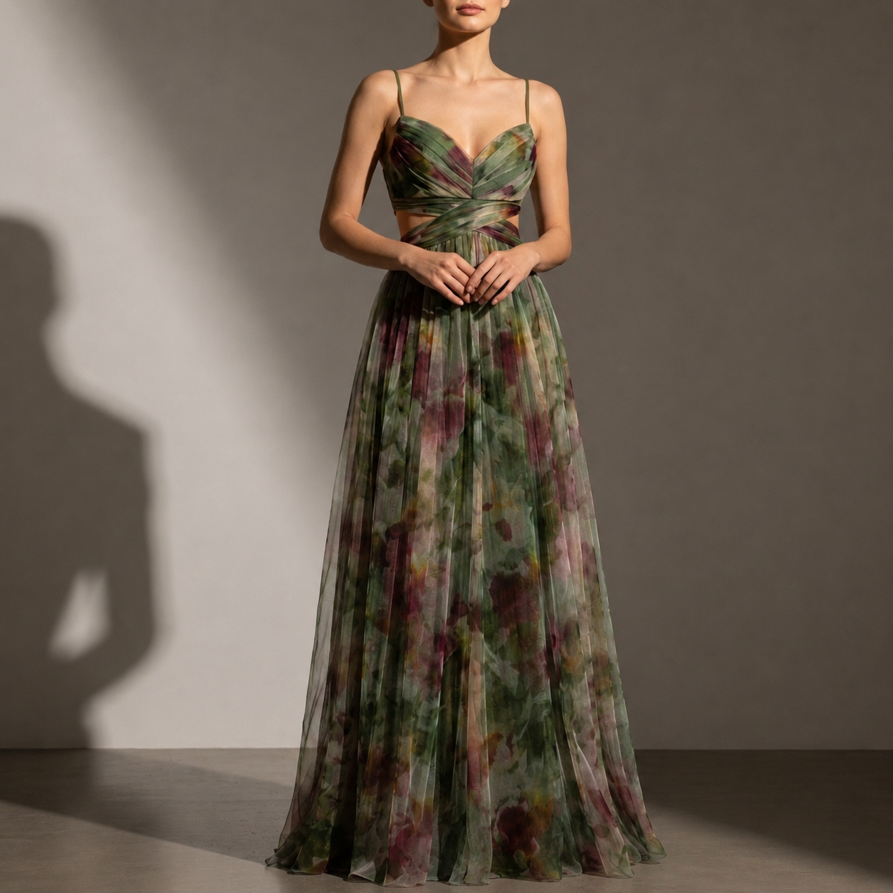 Nisyros Floral Chiffon Maxi Dress