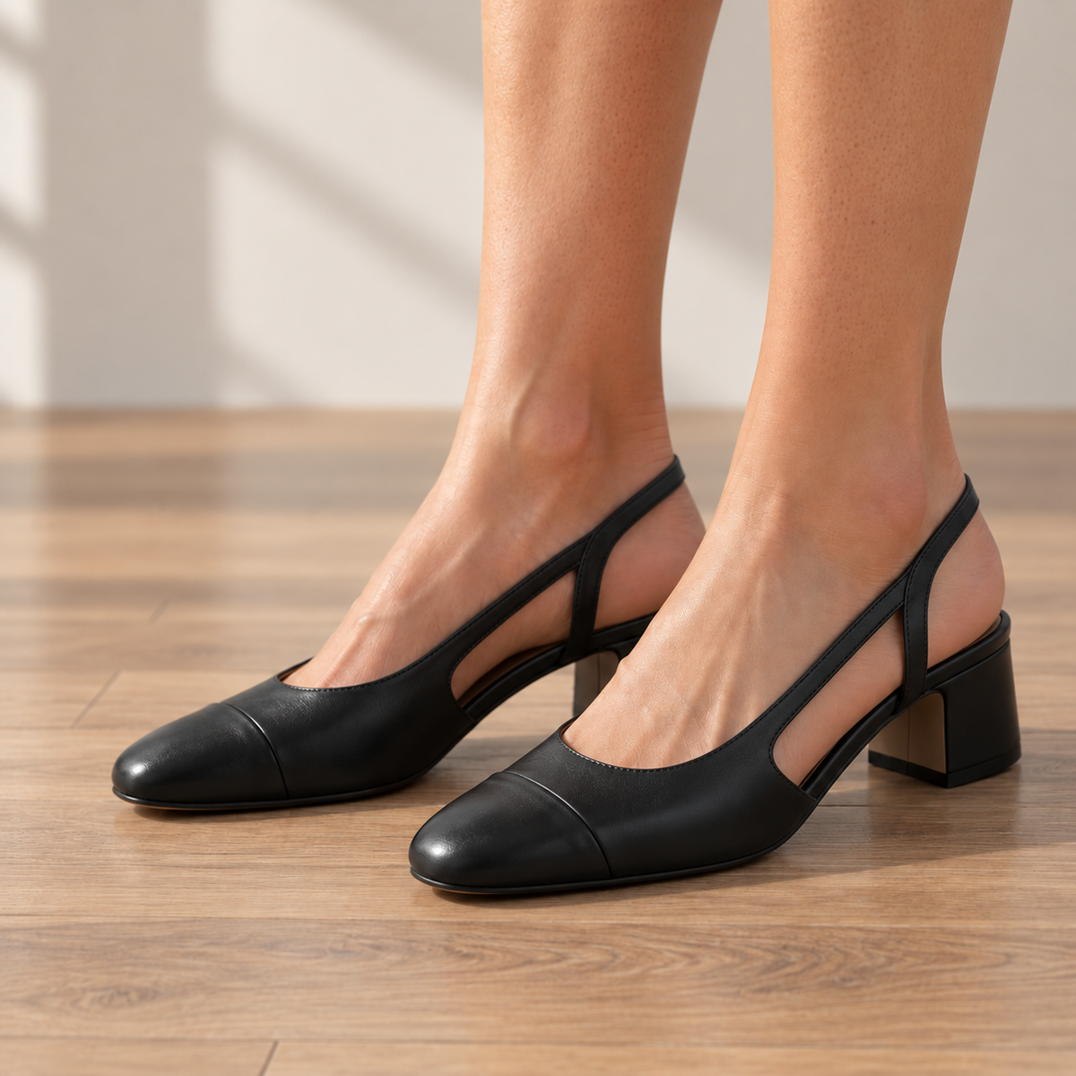 Ceret Leather Slingback Block Pumps