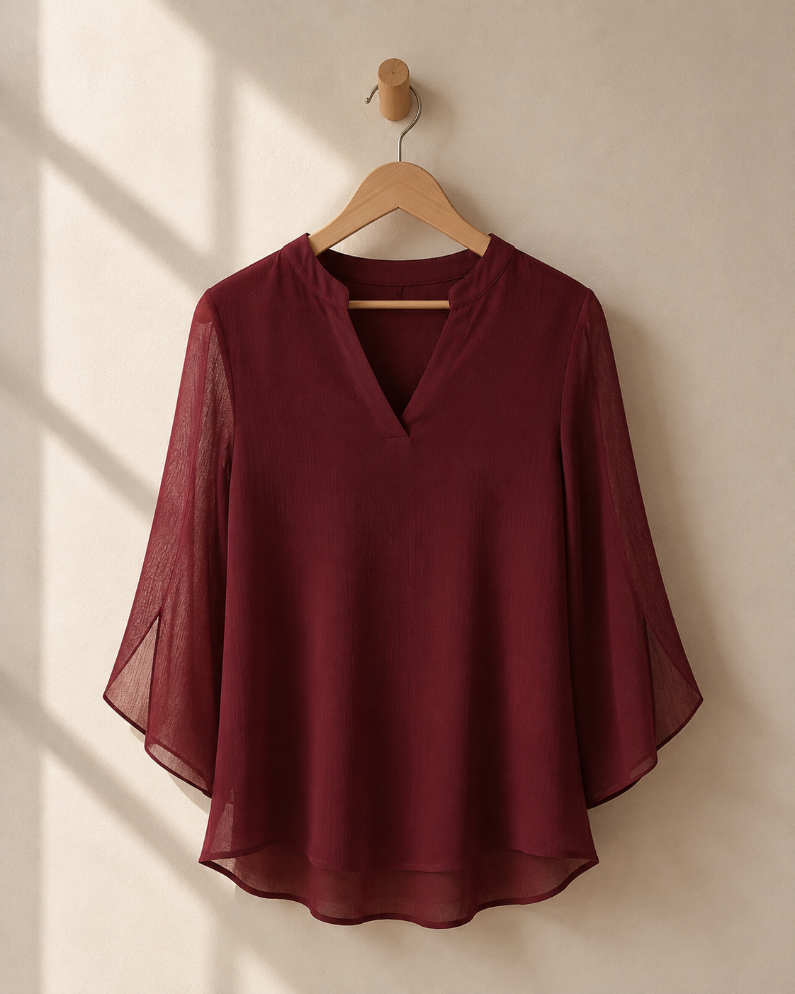 Milos Flared Sleeve Chiffon Blouse
