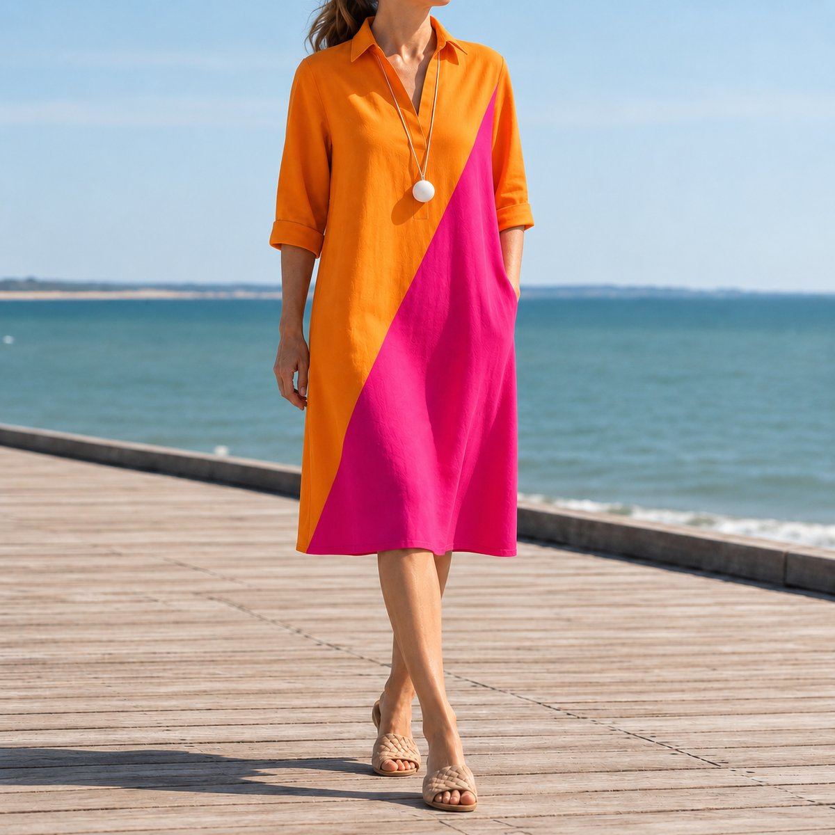 Sliema Colorblock Polo Midi Dress