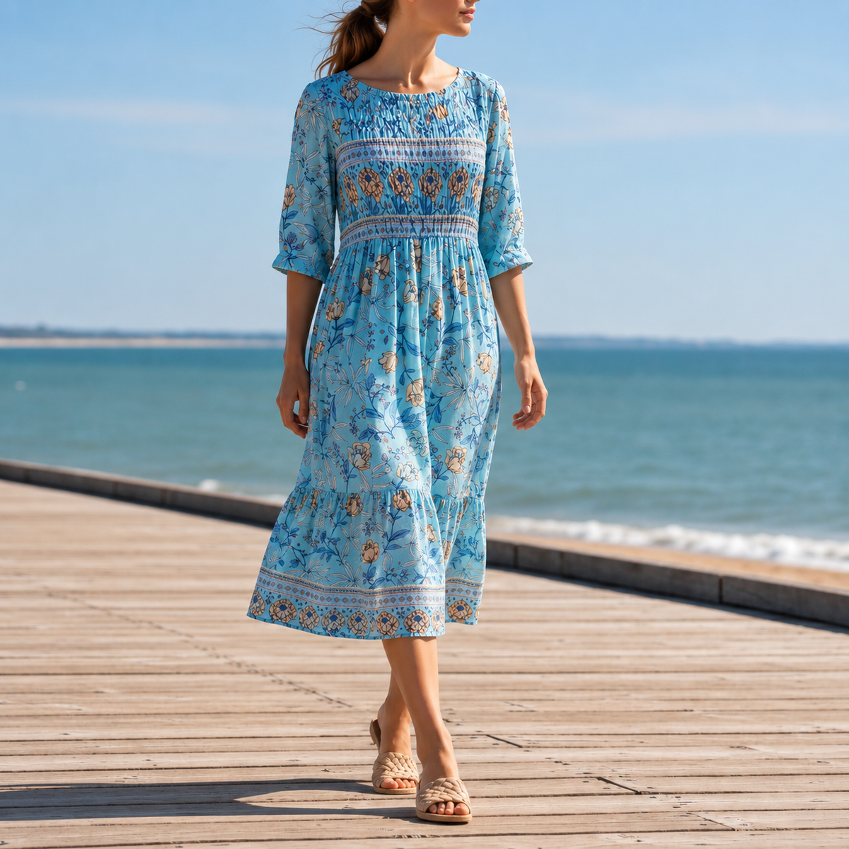 Avila Smocked Floral Midi Dress