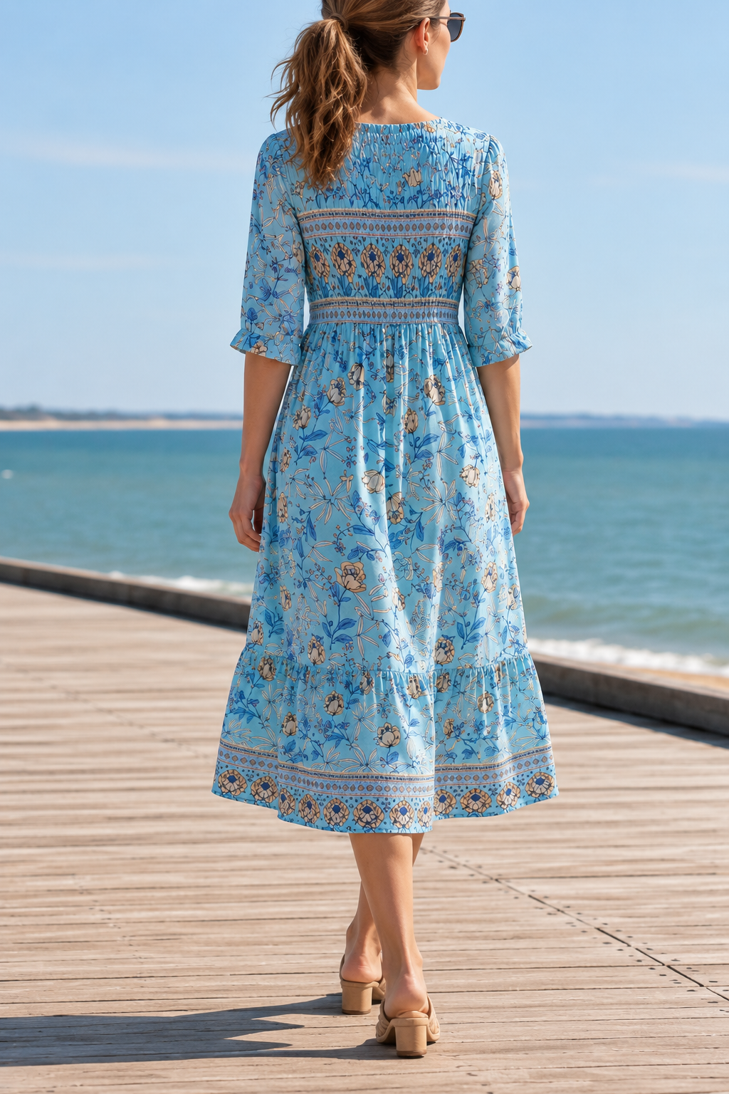 Avila Smocked Floral Midi Dress