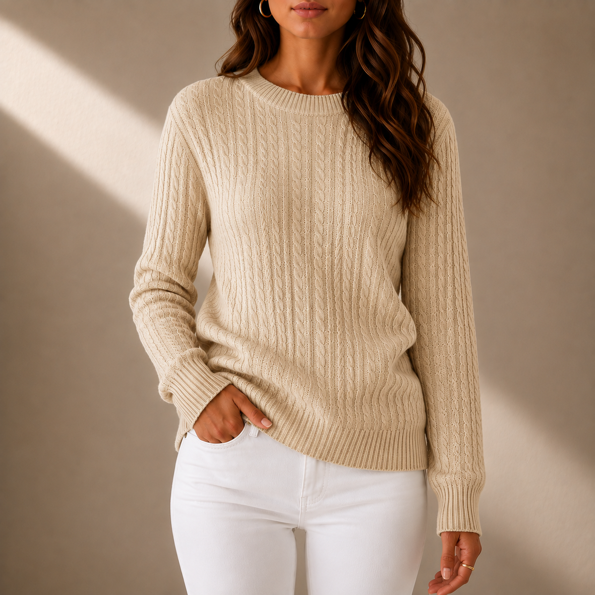 Ston Cable Knit Crewneck Sweater
