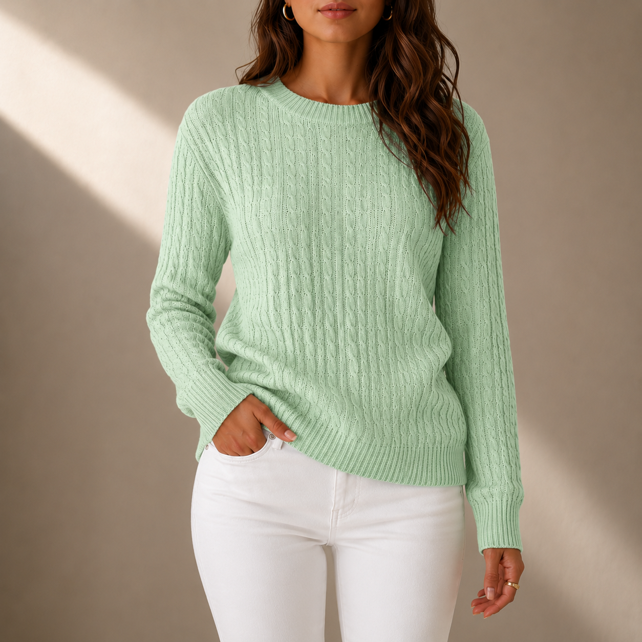 Ston Cable Knit Crewneck Sweater