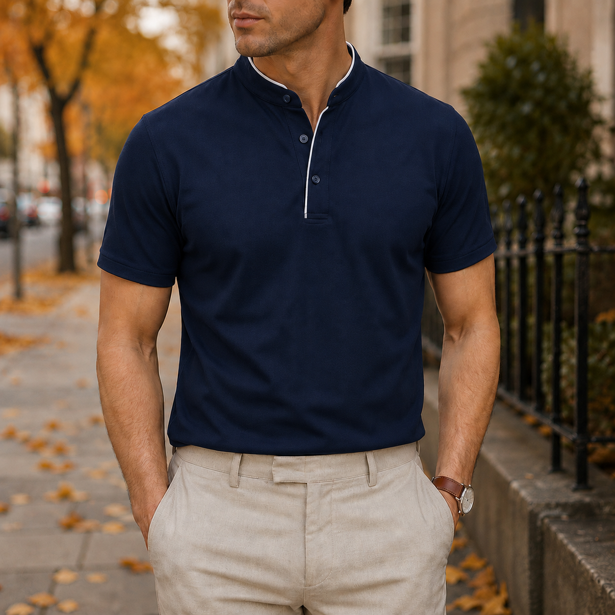 Pollensa Mandarin Collar Polo