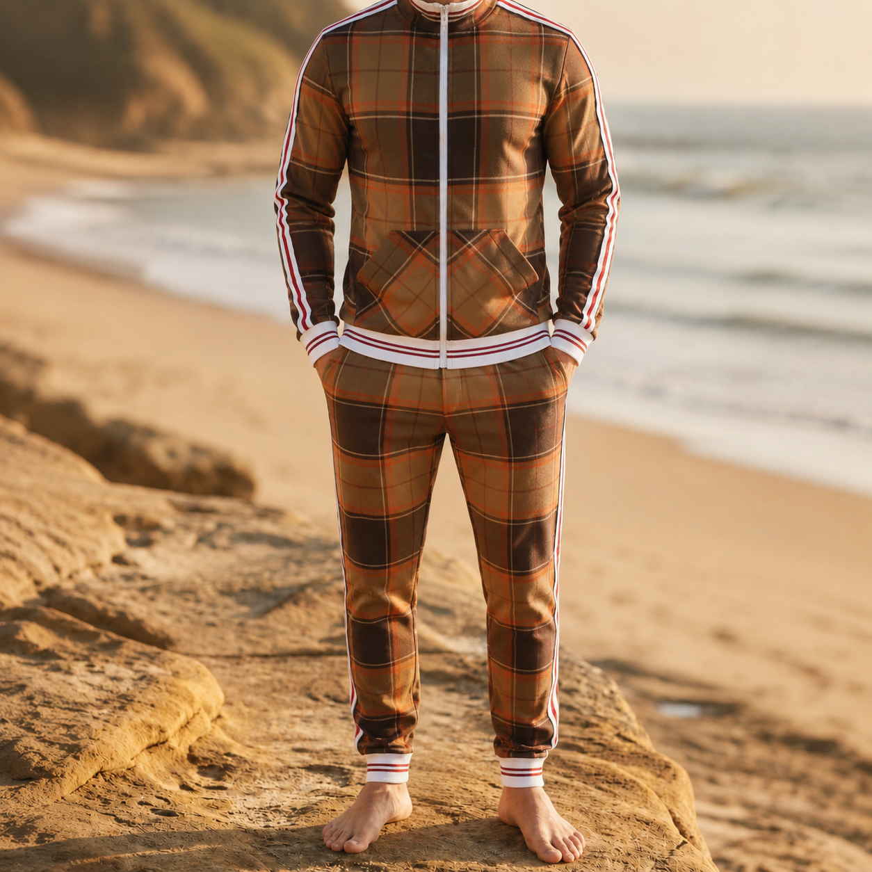 Lucca Plaid Stripe Tracksuit Set