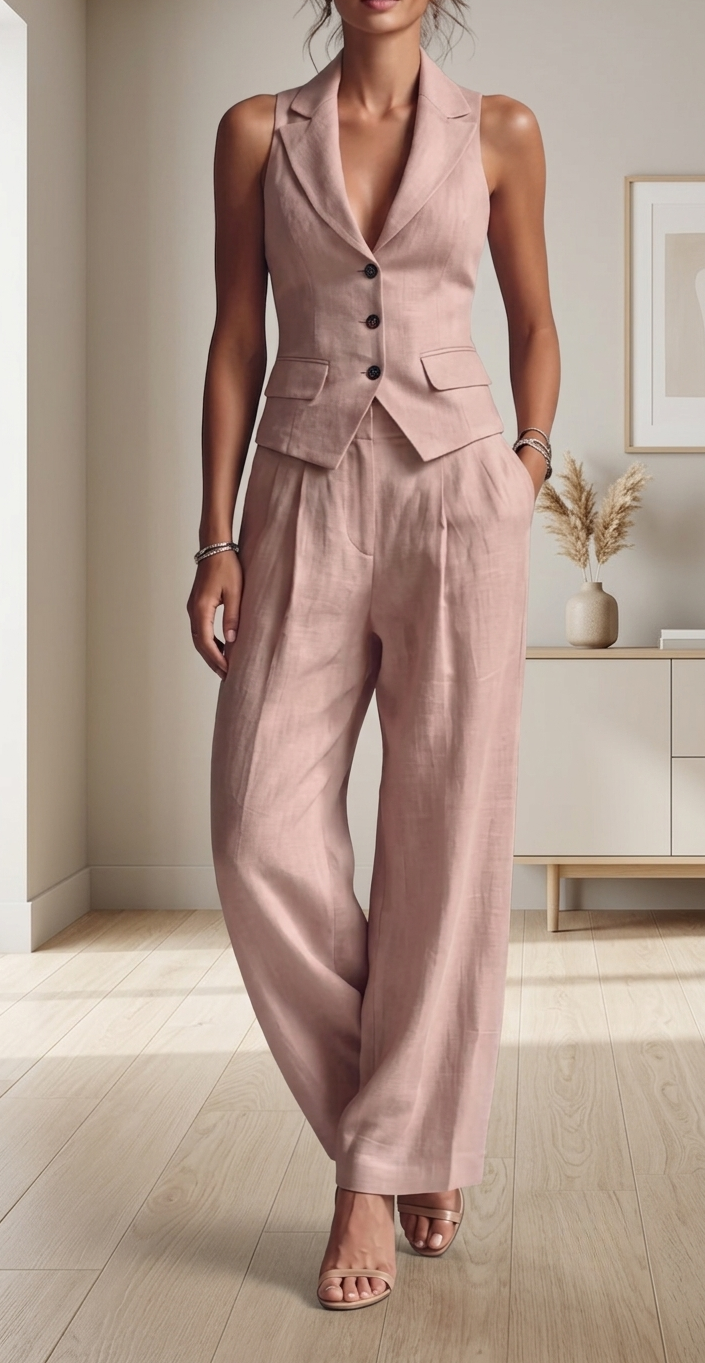 Sorrento Linen Waistcoat Trouser Set