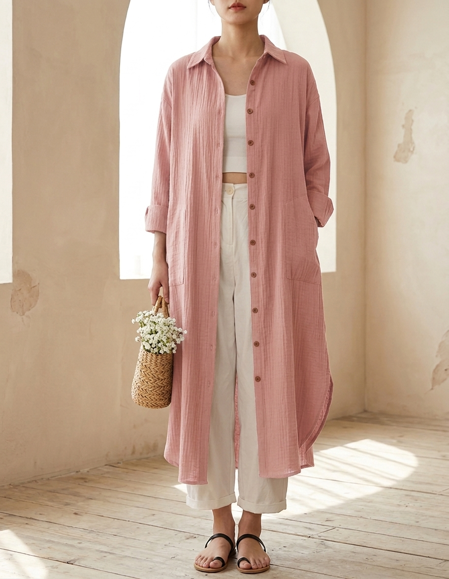 Coimbra Button-Front Shirt Maxi Dress