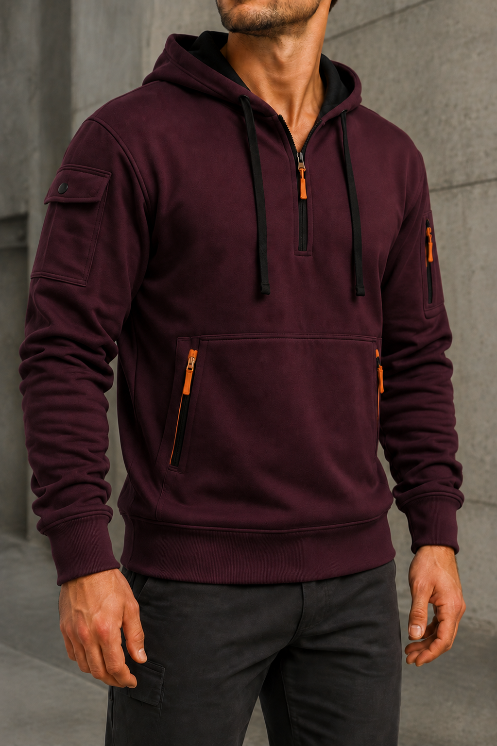 Kakopetria Multi-Pocket Quarter-Zip Hoodie