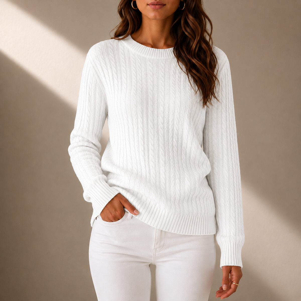 Ston Cable Knit Crewneck Sweater