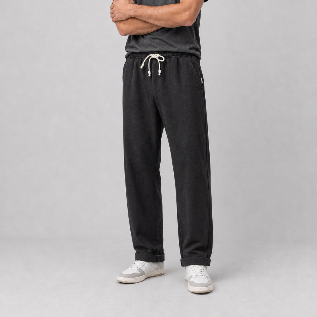 Alassio Linen Tapered Trousers in Black