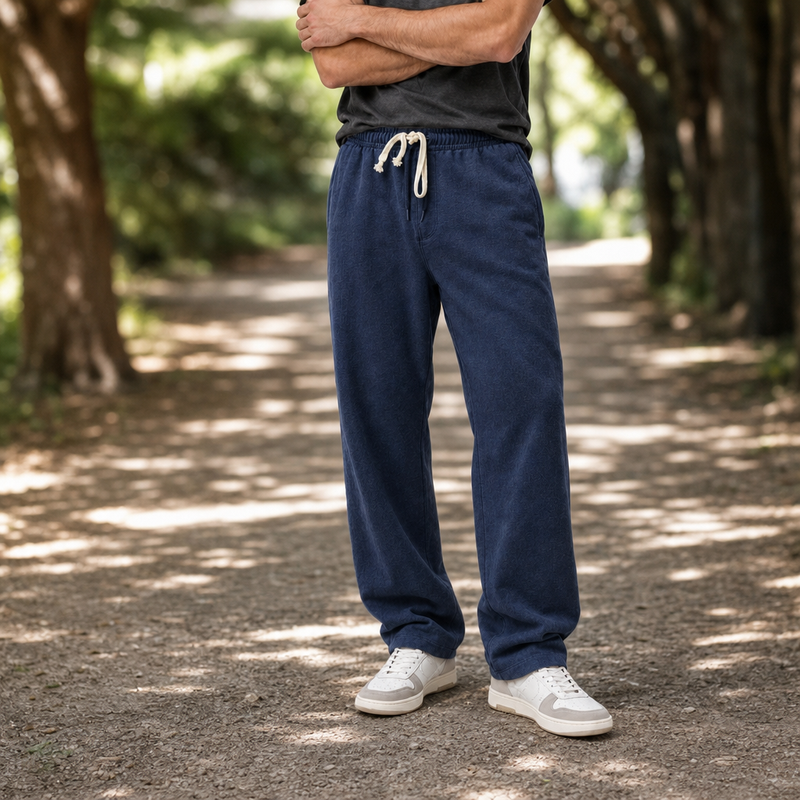 Alassio Linen Tapered Trousers in Blue
