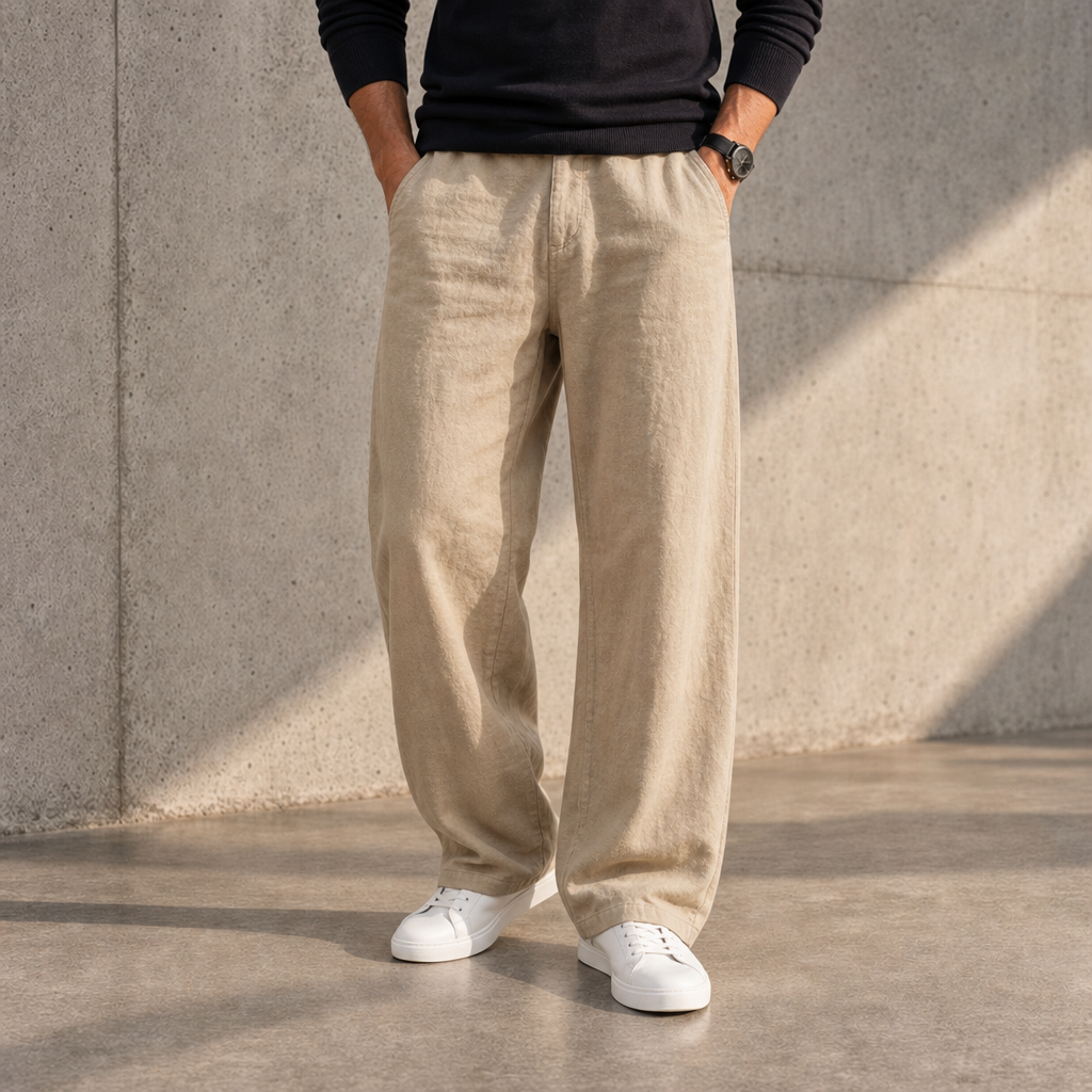 Altea Wide Leg Linen Pants in Khaki