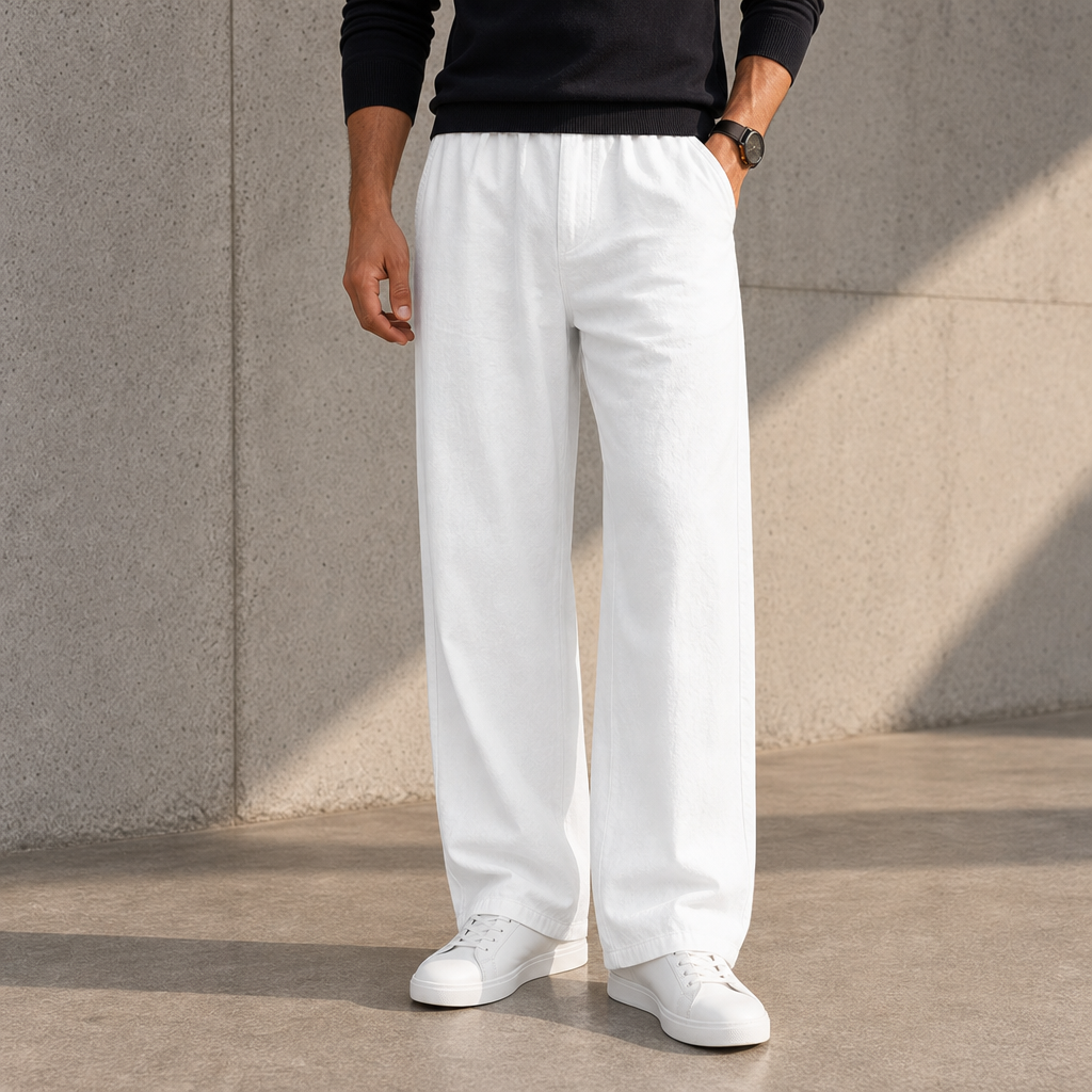 Altea Wide Leg Linen Pants in White