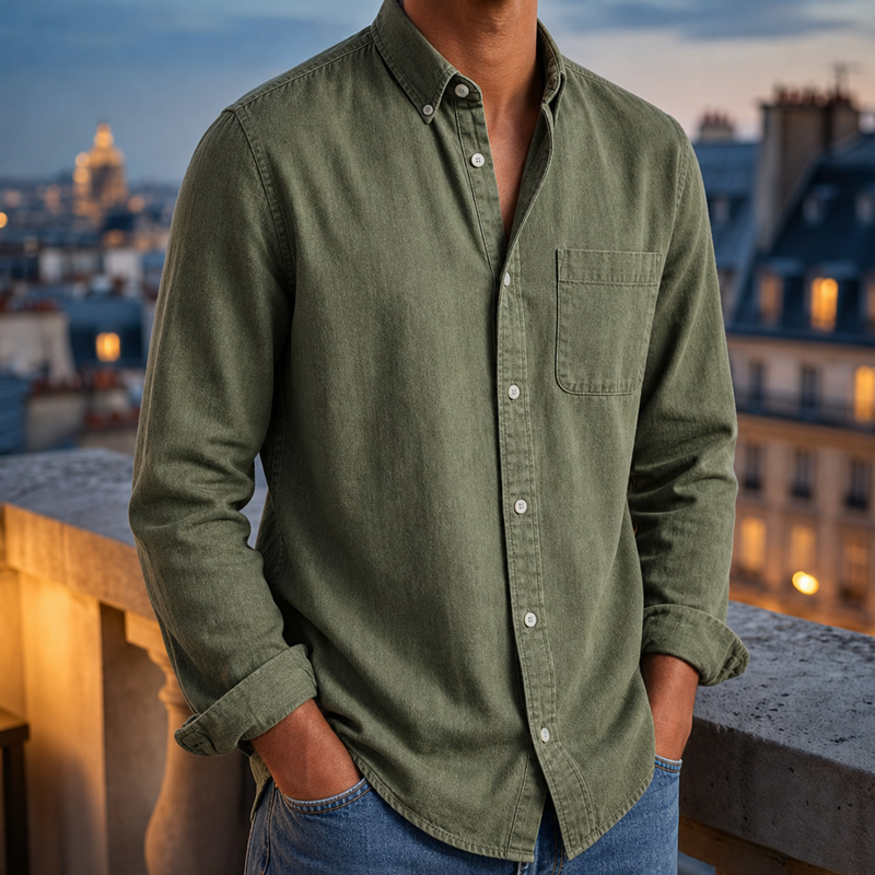 Amalfi Casual Denim Shirt in Green