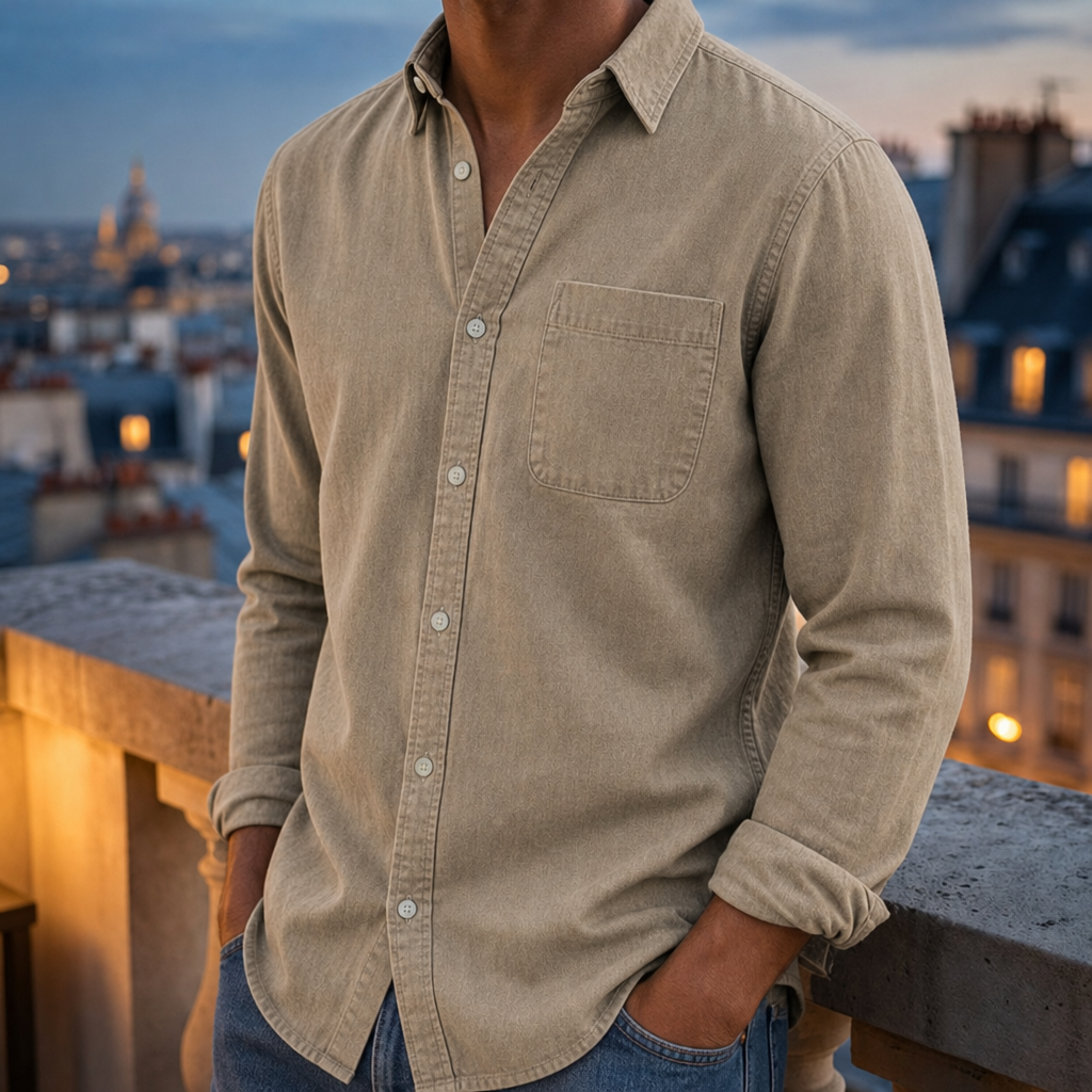 Amalfi Casual Denim Shirt in Beige