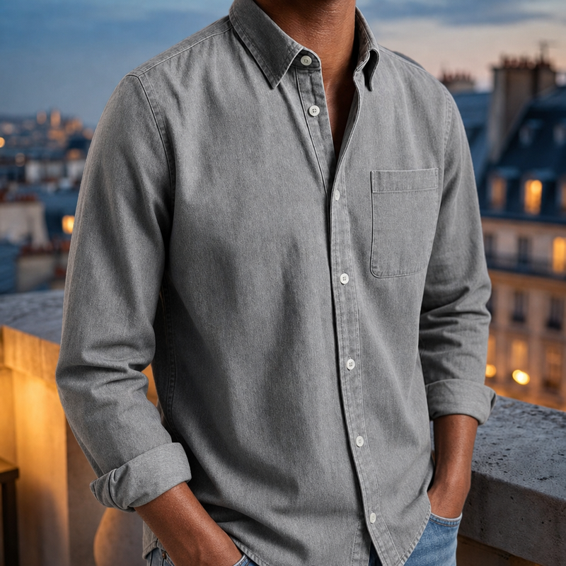 Amalfi Casual Denim Shirt in Gray