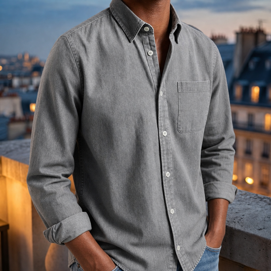 Amalfi Casual Denim Shirt in Gray