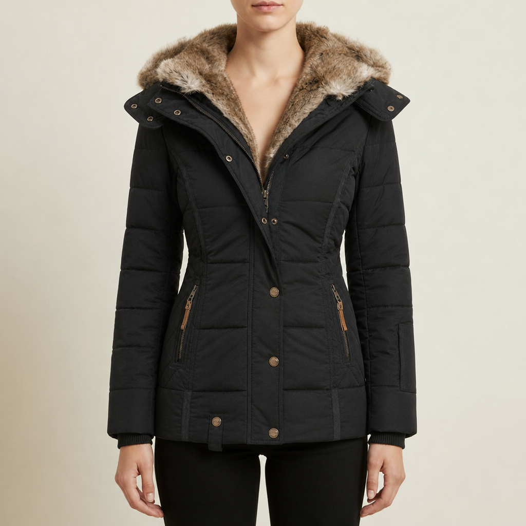 Anzio Faux Fur Hood Parka in Black