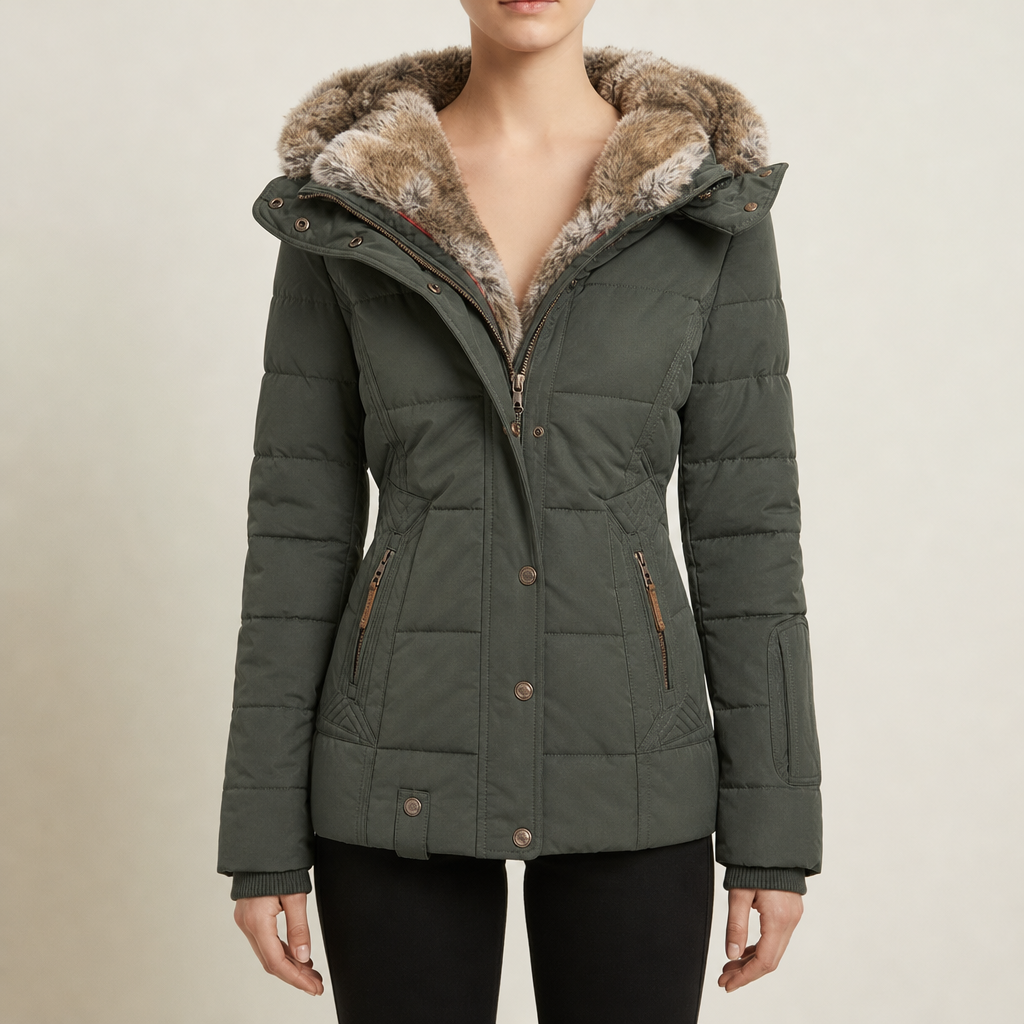 Anzio Faux Fur Hood Parka in Green
