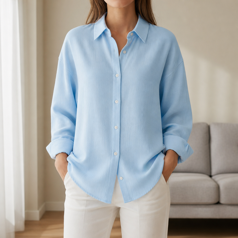 Ascoli Oversized Button-Down Shirt in Blue